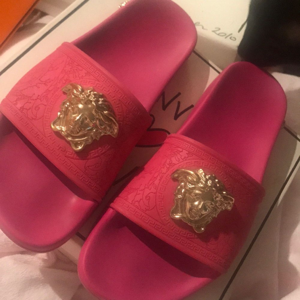 Versace slippers pink and gold
